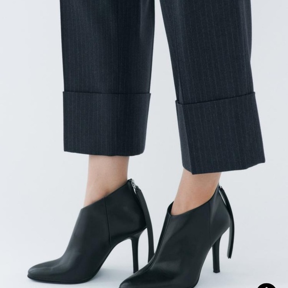 ZARA pants Striped Large Womens Trouser Navy Hi Waist ZW Collection 4042/259 New - Picture 5 of 16